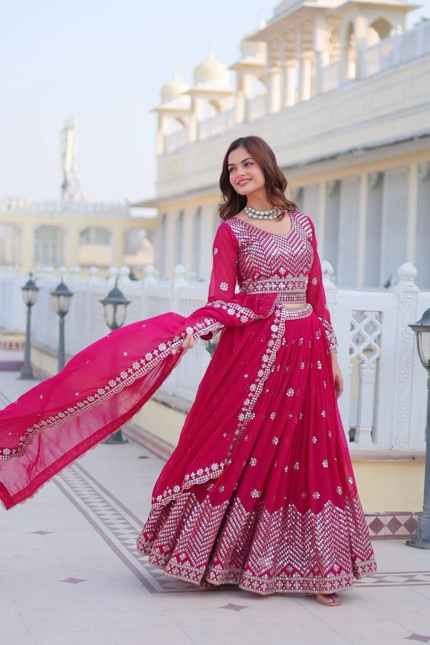 Stunning Faux Georgette Lehenga Choli Set With Embroidery Sequence Work