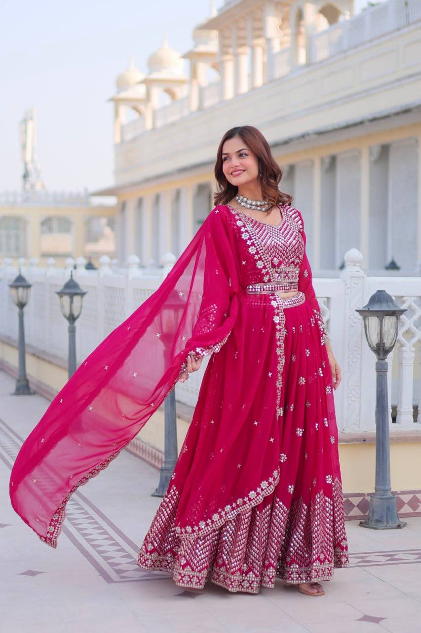 Stunning Faux Georgette Lehenga Choli Set With Embroidery Sequence Work