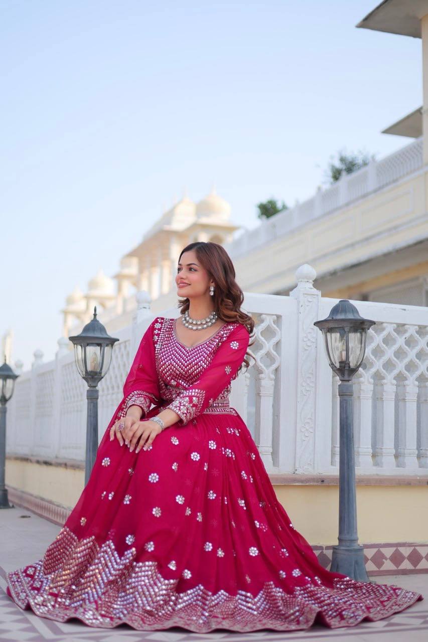Stunning Faux Georgette Lehenga Choli Set With Embroidery Sequence Work