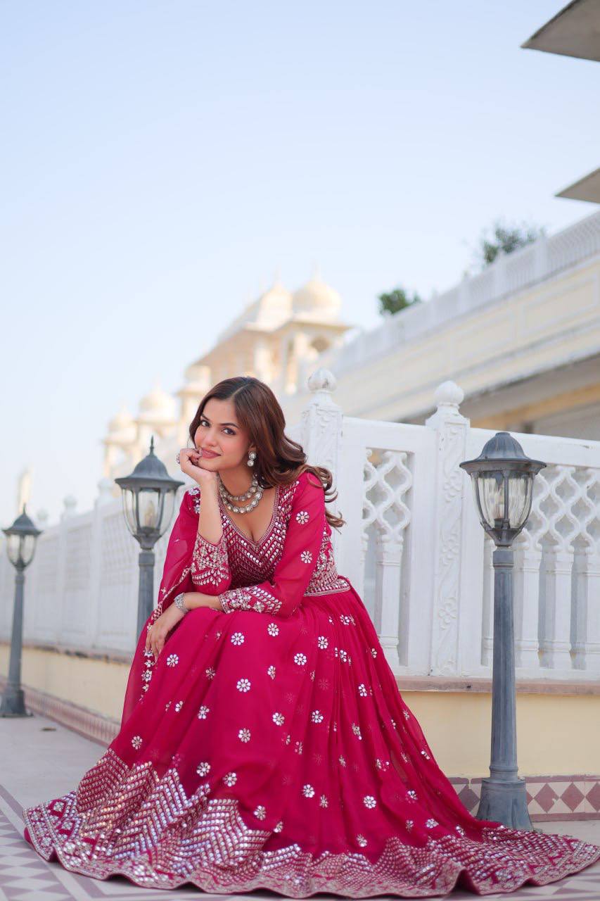 Stunning Faux Georgette Lehenga Choli Set With Embroidery Sequence Work