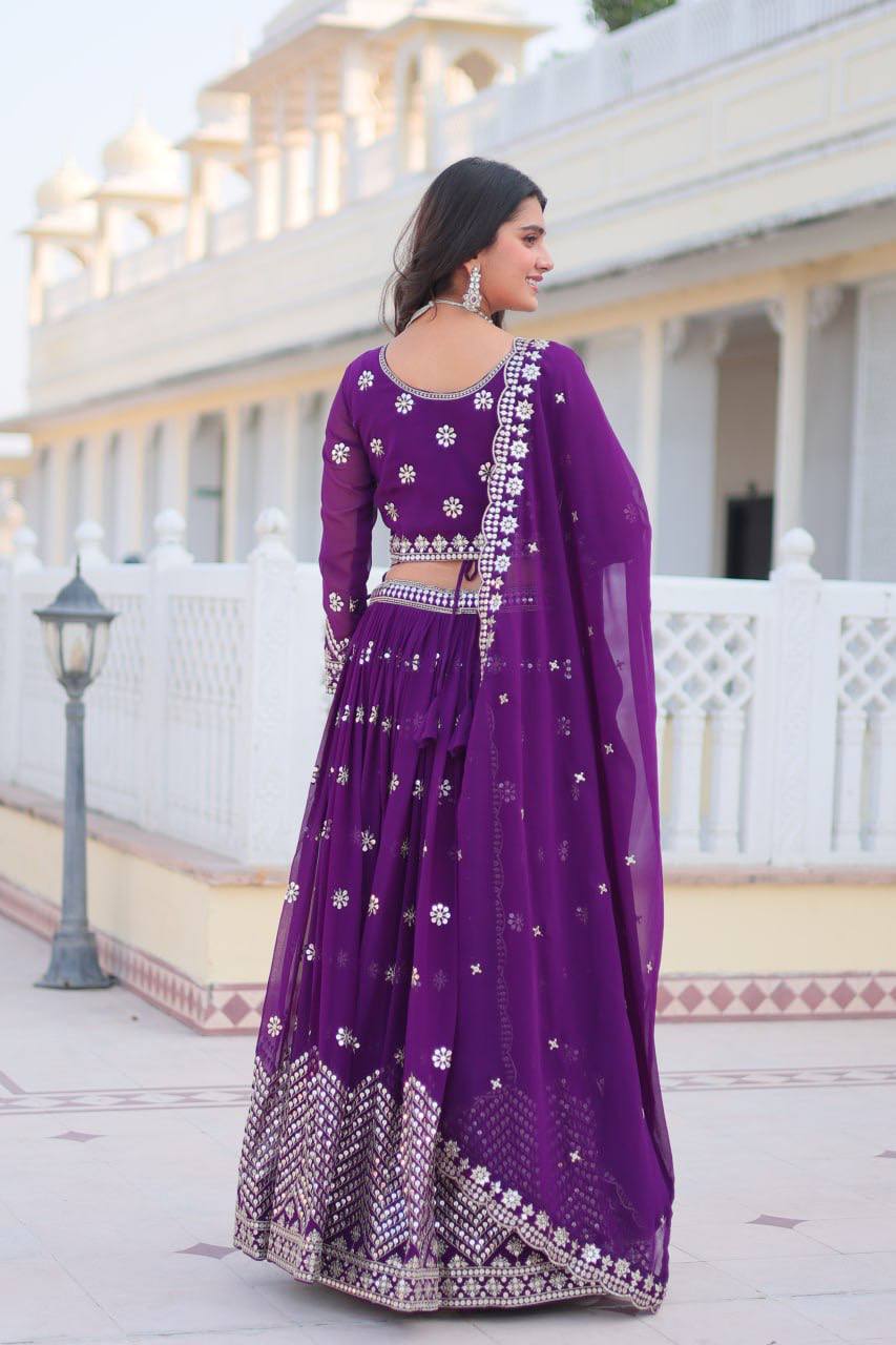Stunning Faux Georgette Lehenga Choli Set With Embroidery Sequence Work