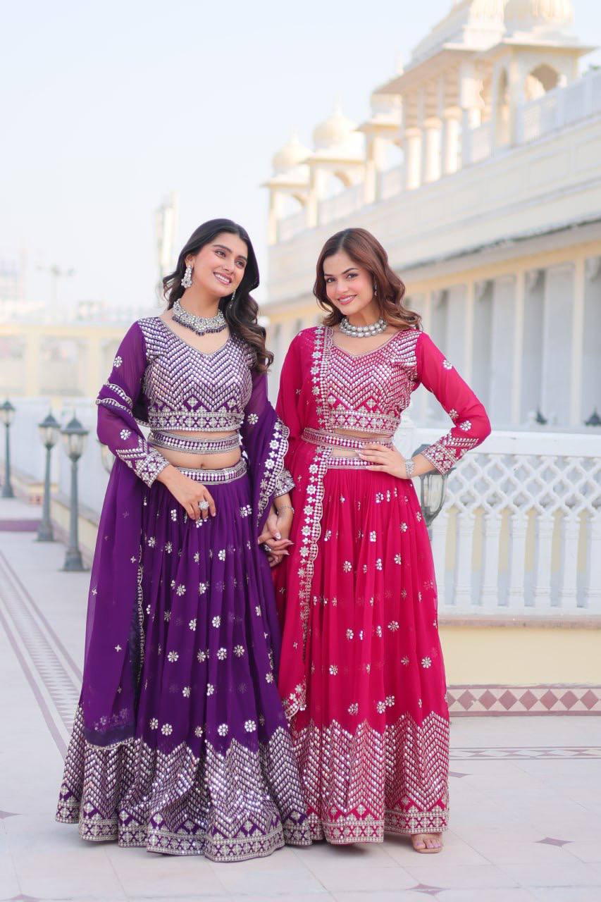 Stunning Faux Georgette Lehenga Choli Set With Embroidery Sequence Work
