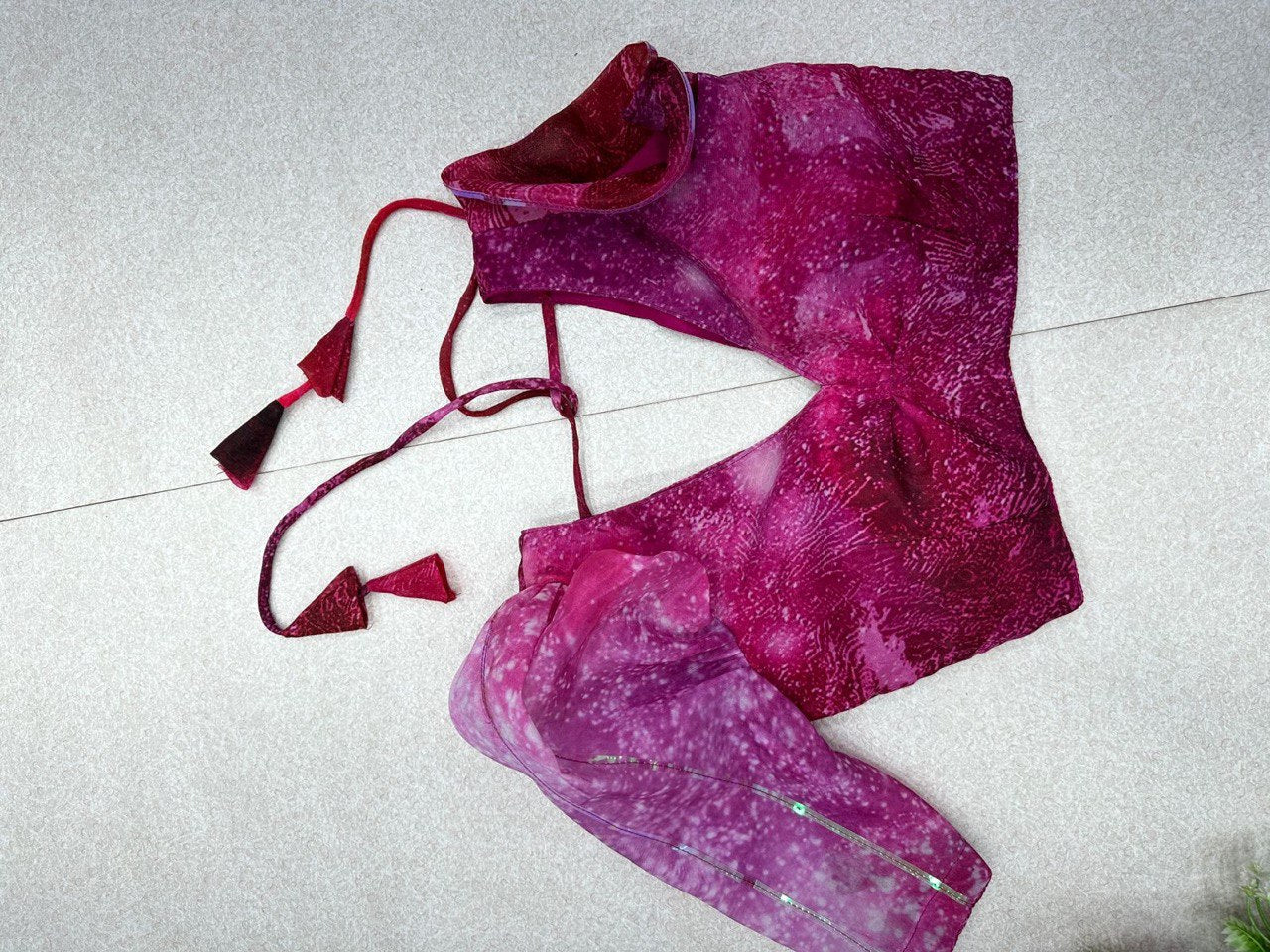 Divine Magenta Organza Silk Floral Printed Lehenga Choli Set - INDIAN ELEGANCE