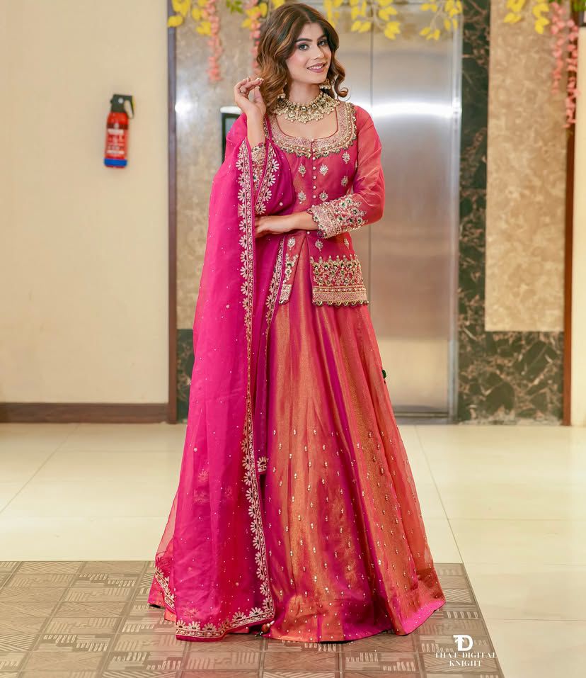 Designer Simmer Silk Lehenga Set – Embroidery & Moti Work