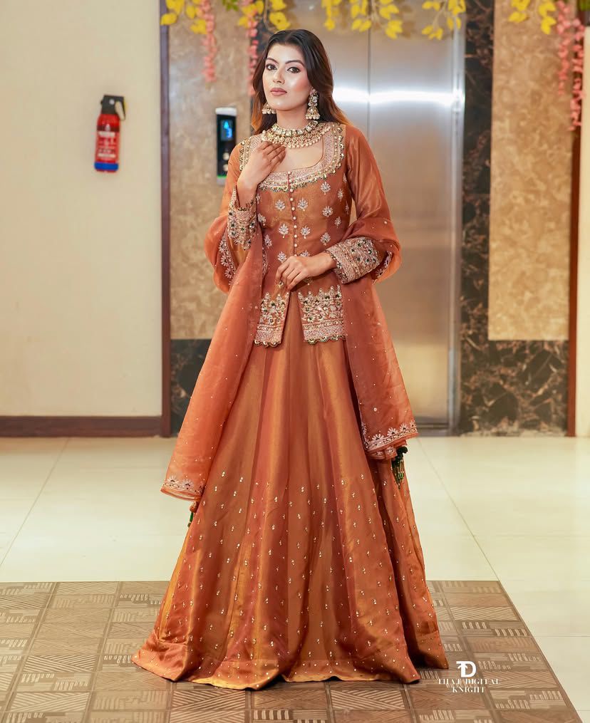 Designer Simmer Silk Lehenga Set – Embroidery & Moti Work