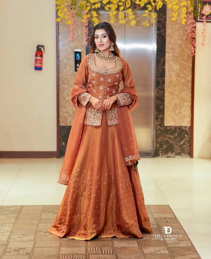 Designer Simmer Silk Lehenga Set – Embroidery & Moti Work