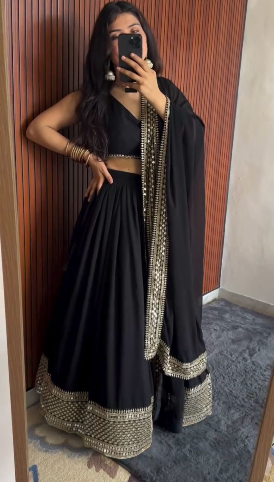 Black Georgette Sequin Work Lehenga Choli for Women – Festive & Wedding Wear