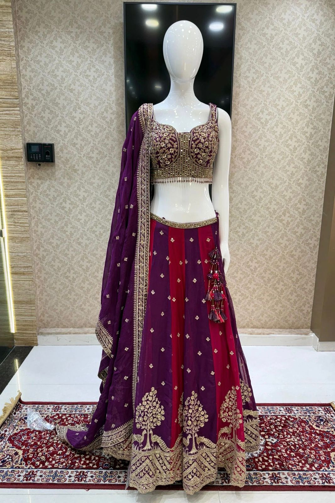Elegant Magenta & Purple Faux Georgette Lehenga Choli with Sequins & Thread Work