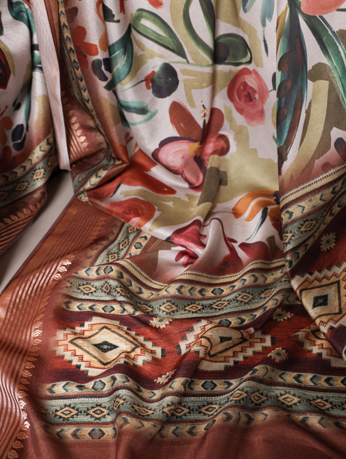 Ravishing Tussar Silk Viscose Border Worked Printed Saree - INDIAN ELEGANCE