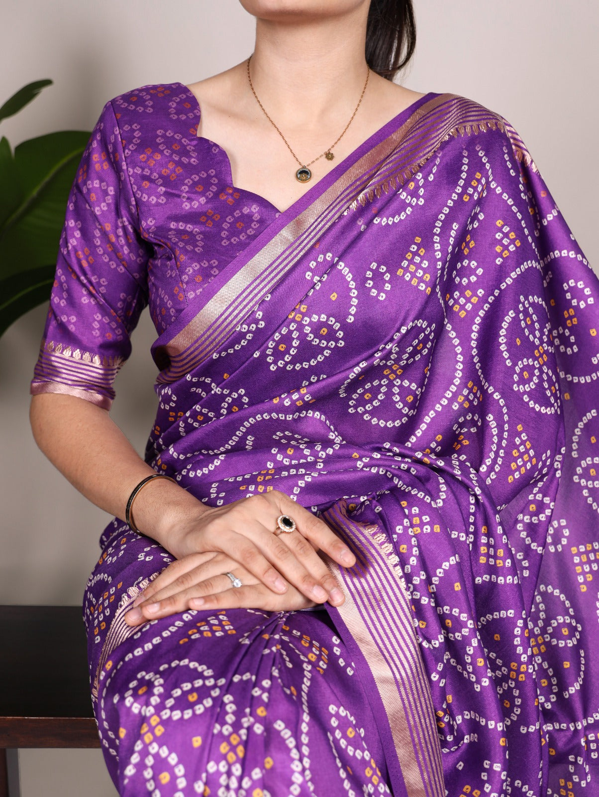 Alluring PurpleTussar Silk Viscose Border Worked Printed Saree - INDIAN ELEGANCE