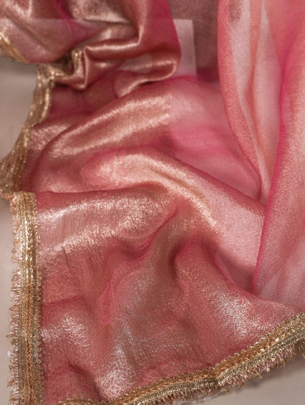 Elegant Tissue Shimmer Saree With Zari Weaving Work