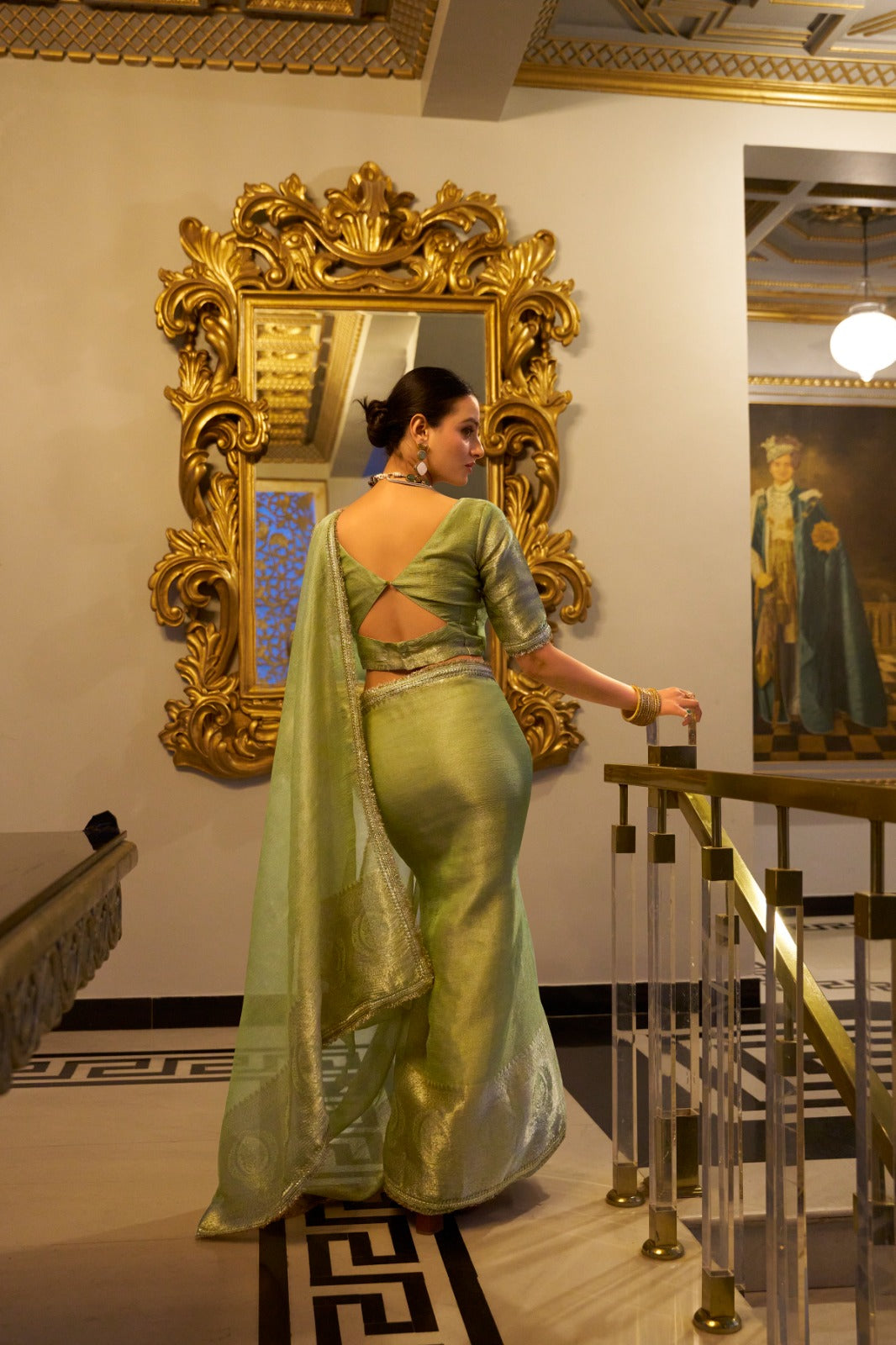 Elegant Tissue Shimmer Saree With Zari Weaving Work