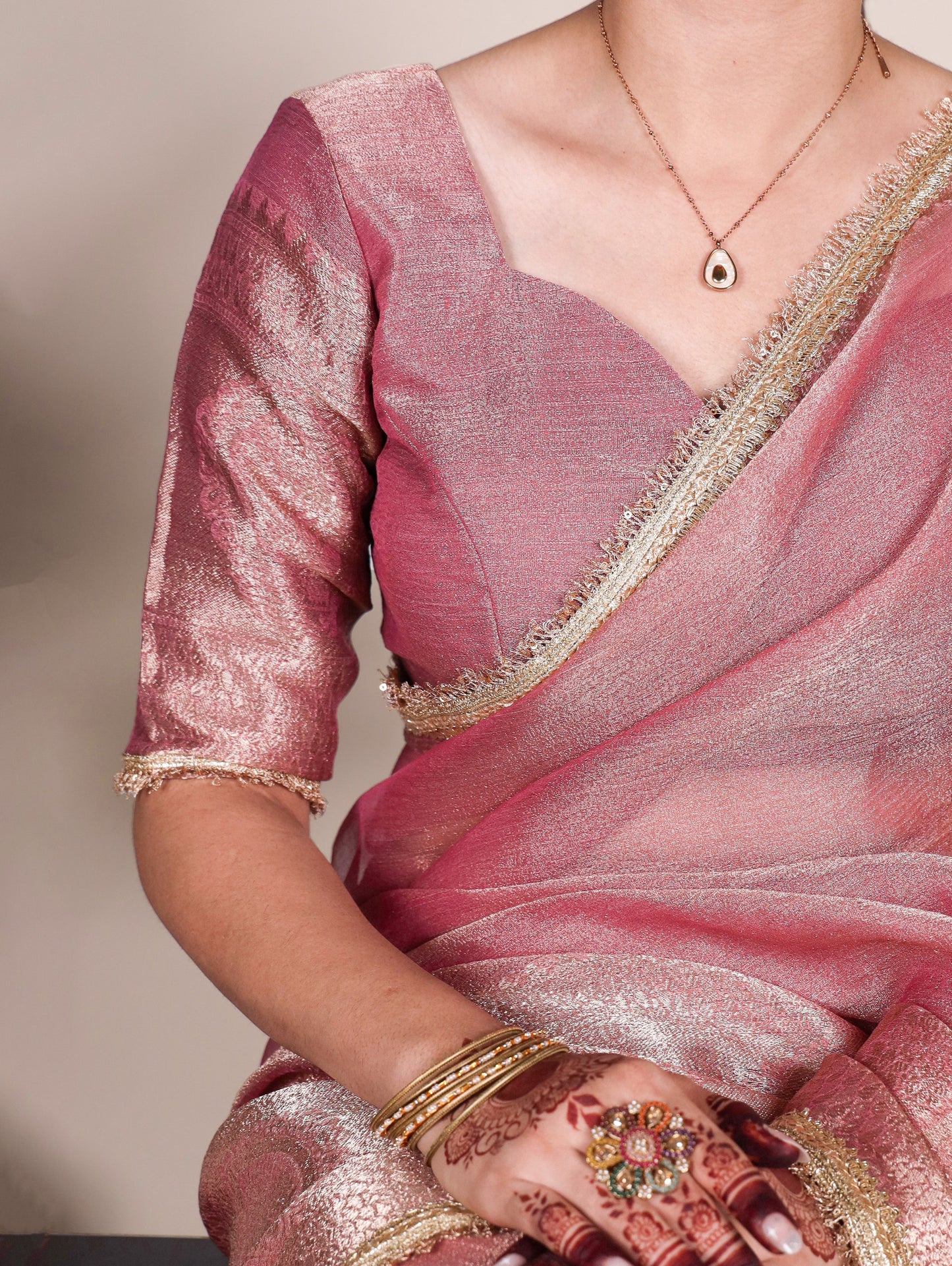 Elegant Tissue Shimmer Saree With Zari Weaving Work