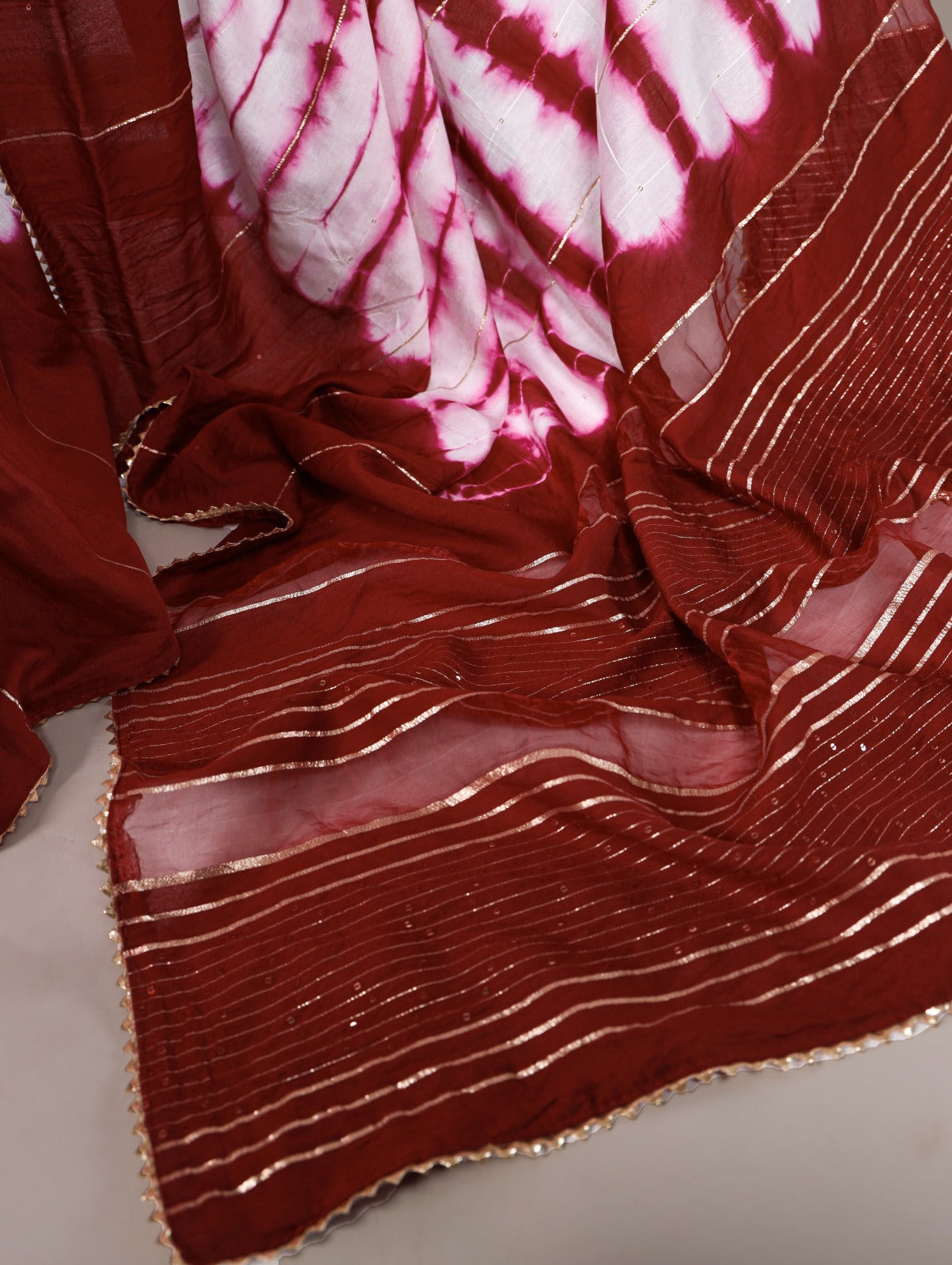 Elegant Viscose Chanderi Zari Gota Patti Border Worked Saree - INDIAN ELEGANCE