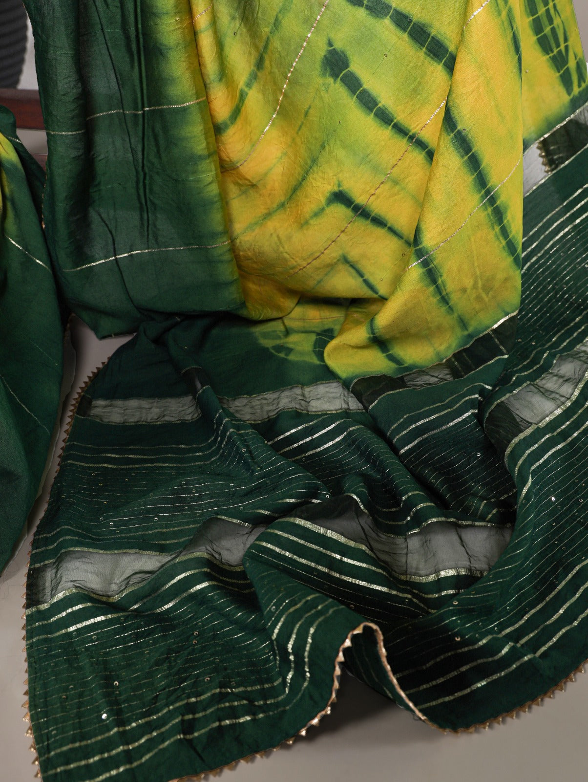 Elegant Viscose Chanderi Zari Gota Patti Border Worked Saree - INDIAN ELEGANCE