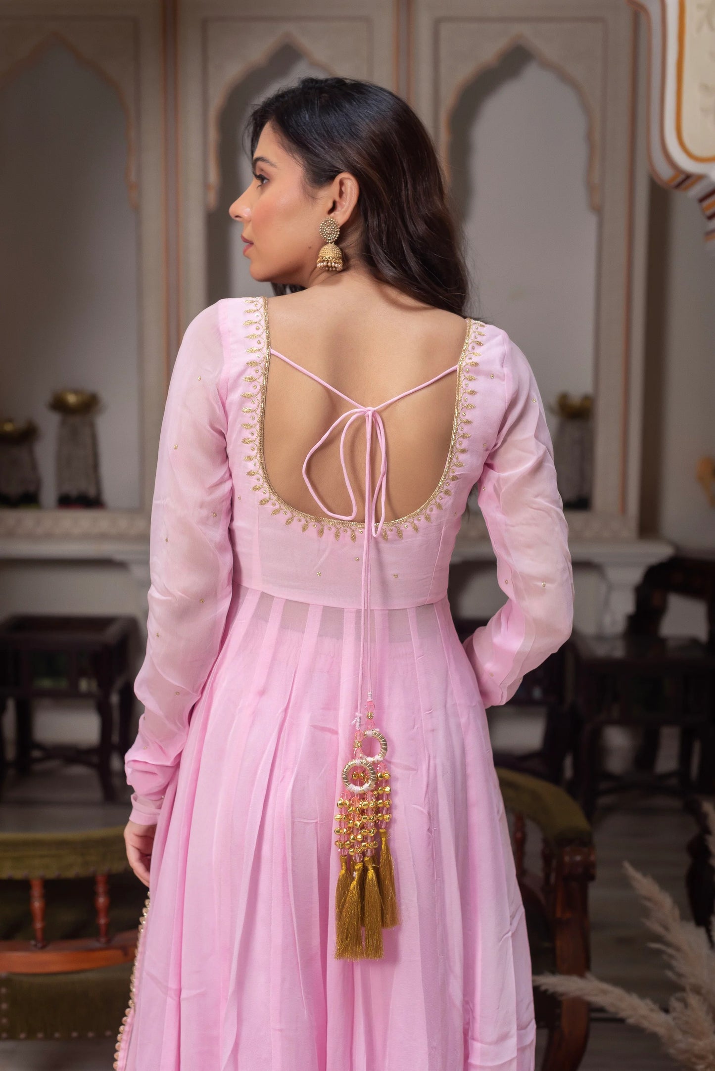 Baby Pink Georgette Anarkali Suit Set with Dupatta | Rakhi Special Ethnic Wear for Women | Wedding, Festive & Party Wear