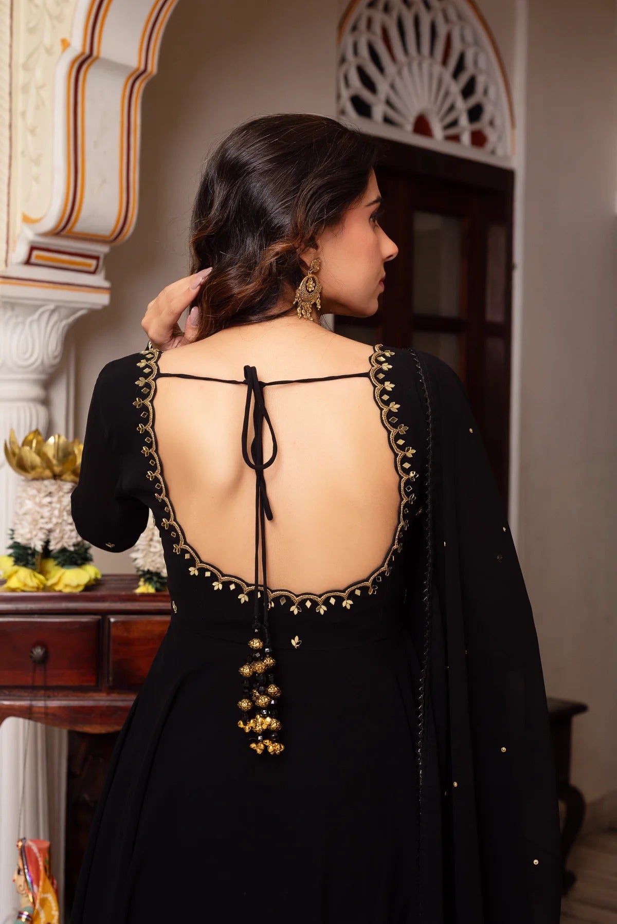 Black Color Hand Work Anarkali Set