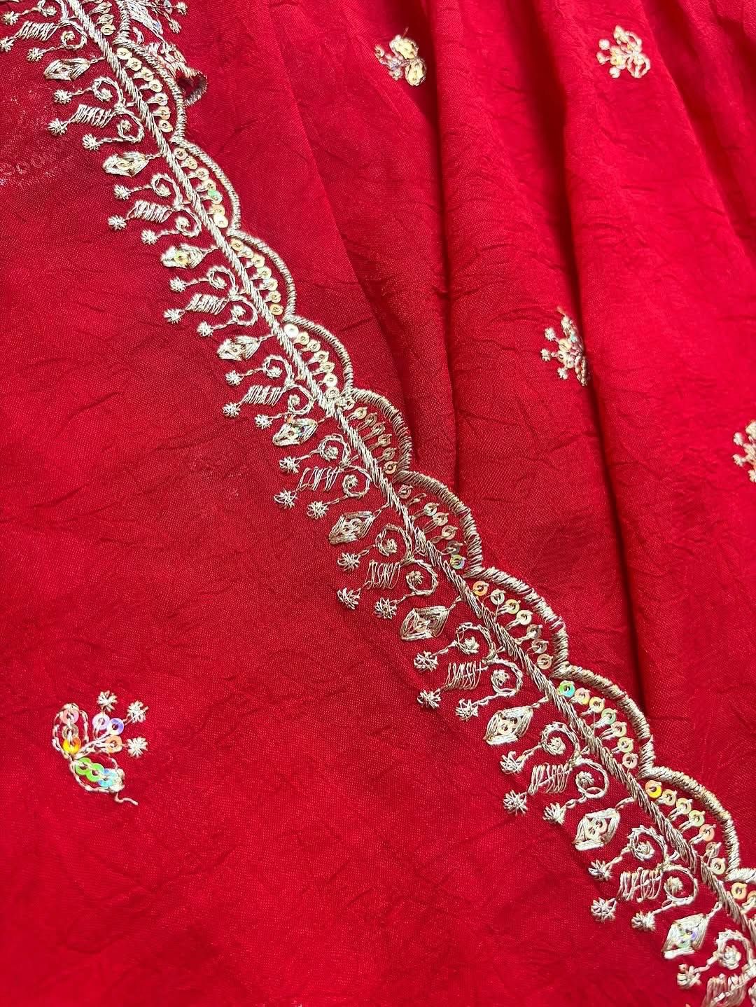 Red Chilli Slit Anarkali Premium Suit Set | Festive & Party Wear