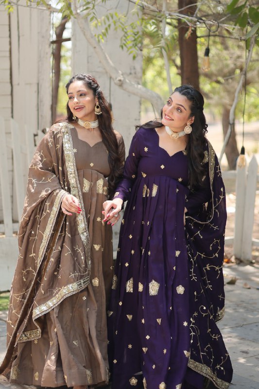 Graceful Rich Sequins Embroidered Fully Stitched Gown With Dupatta - INDIAN ELEGANCE