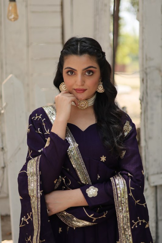 Graceful Rich Sequins Embroidered Fully Stitched Gown With Dupatta - INDIAN ELEGANCE