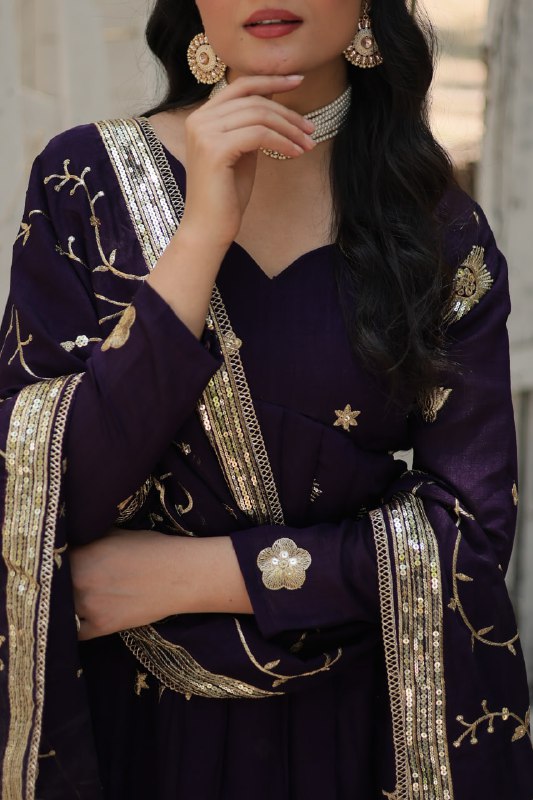 Graceful Rich Sequins Embroidered Fully Stitched Gown With Dupatta - INDIAN ELEGANCE