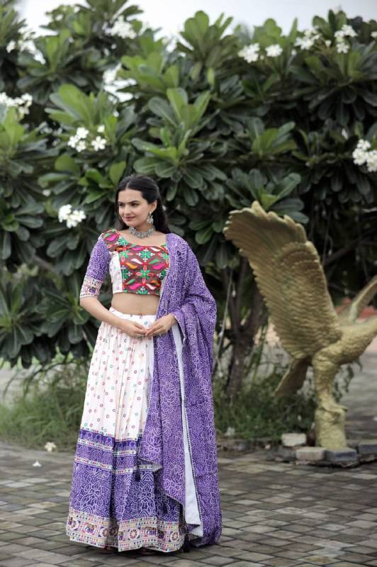Dainty Rayon Printed Gamthi Worked Navratri Wear Lehenga Choli - INDIAN ELEGANCE