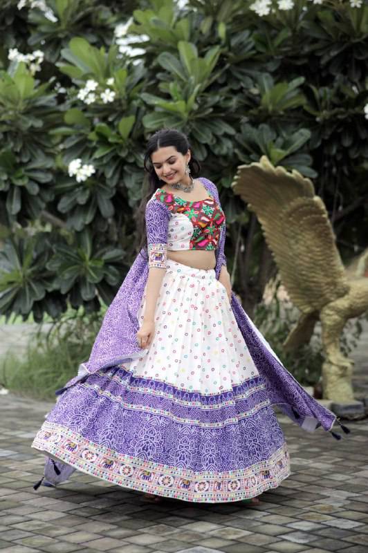 Dainty Rayon Printed Gamthi Worked Navratri Wear Lehenga Choli - INDIAN ELEGANCE