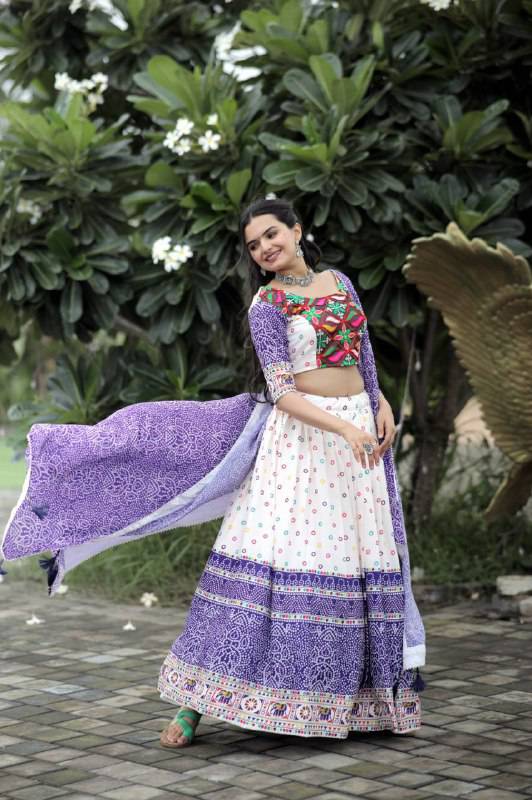 Dainty Rayon Printed Gamthi Worked Navratri Wear Lehenga Choli - INDIAN ELEGANCE