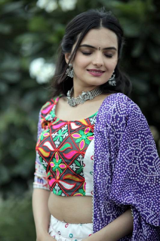 Dainty Rayon Printed Gamthi Worked Navratri Wear Lehenga Choli - INDIAN ELEGANCE