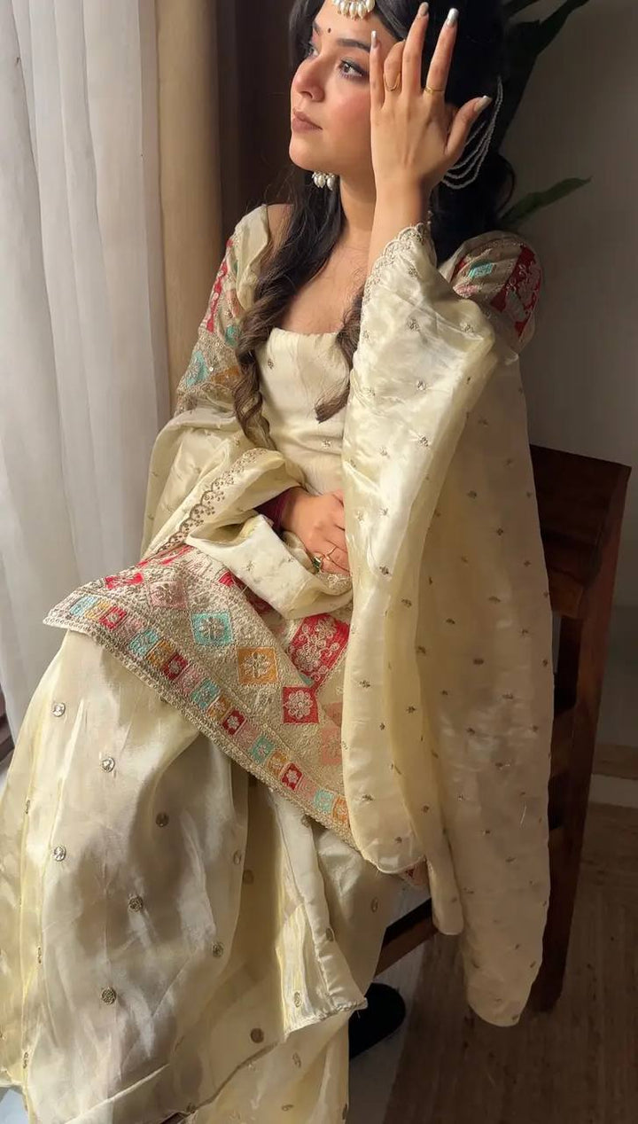Party-Wear Palazzo Suit Set For Women - Wedding Wear