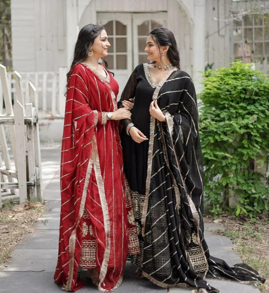 Resplendent Faux Georgette Multi Sequins Worked Designer Gown - INDIAN ELEGANCE