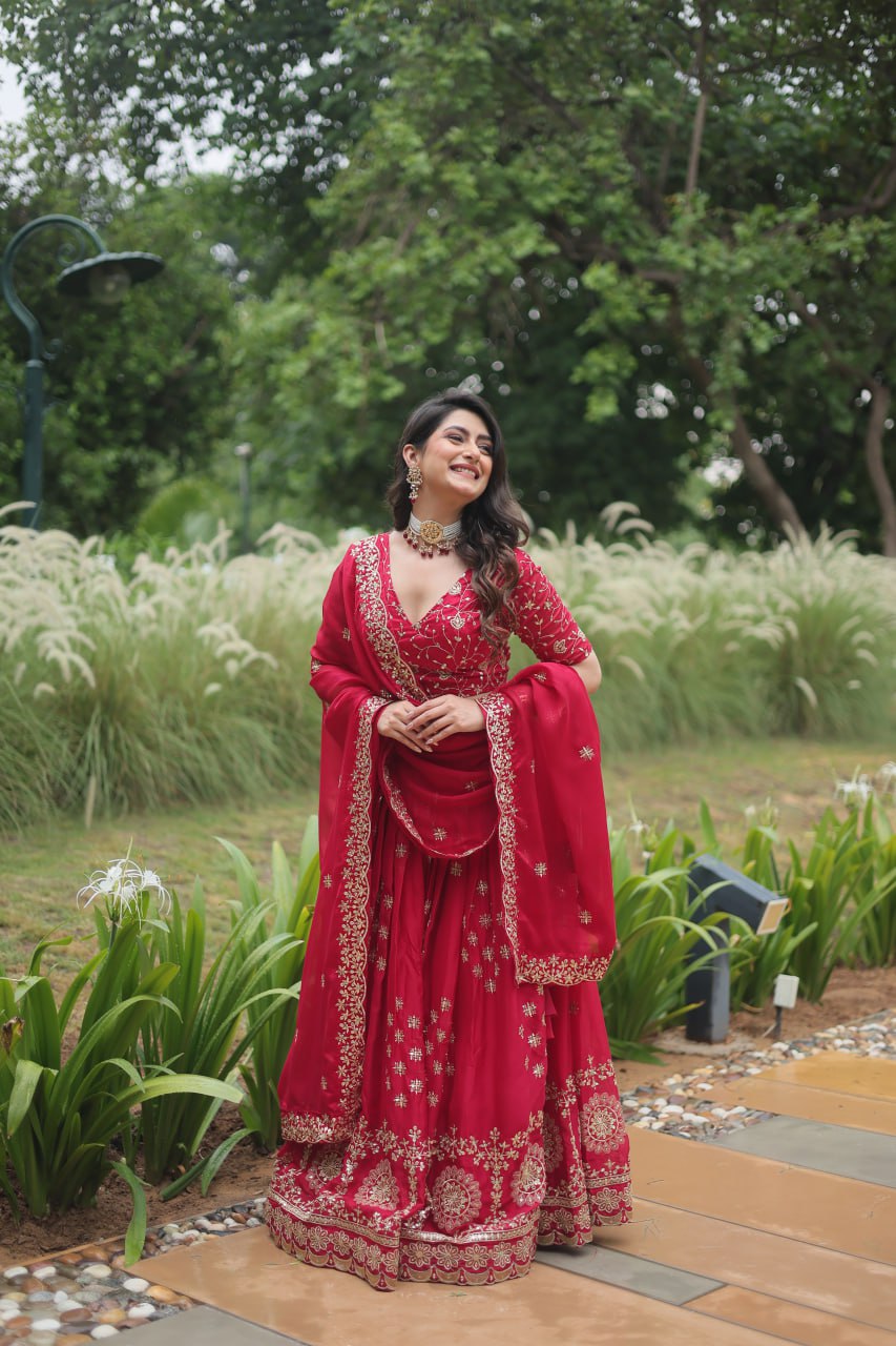 Divine Pink Sequins Embroidered Designer Lehenga Choli Set - INDIAN ELEGANCE