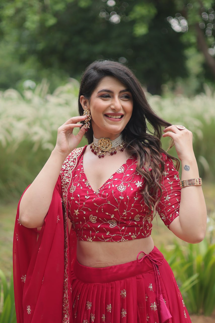Divine Pink Sequins Embroidered Designer Lehenga Choli Set - INDIAN ELEGANCE