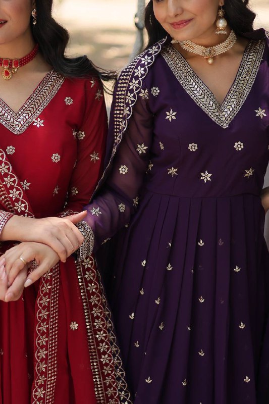 Magnificent Faux Georgette Rich Sequins Worked Designer Gown - INDIAN ELEGANCE