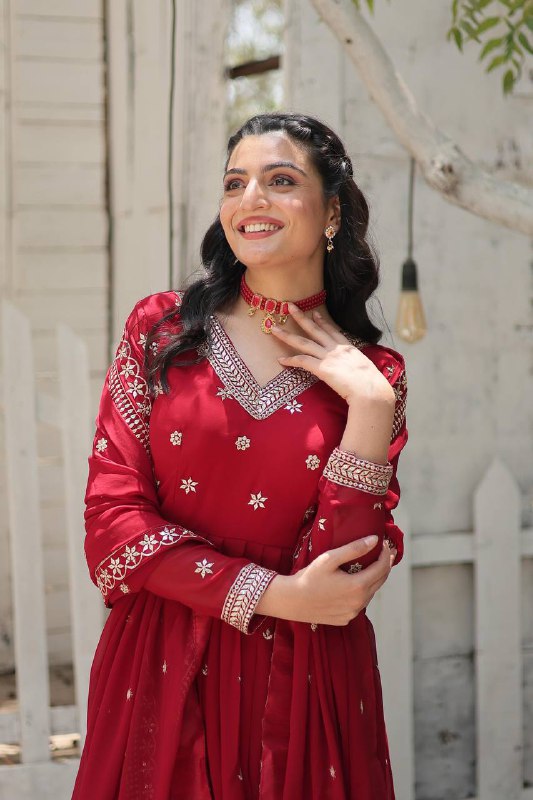 Magnificent Faux Georgette Rich Sequins Worked Designer Gown - INDIAN ELEGANCE