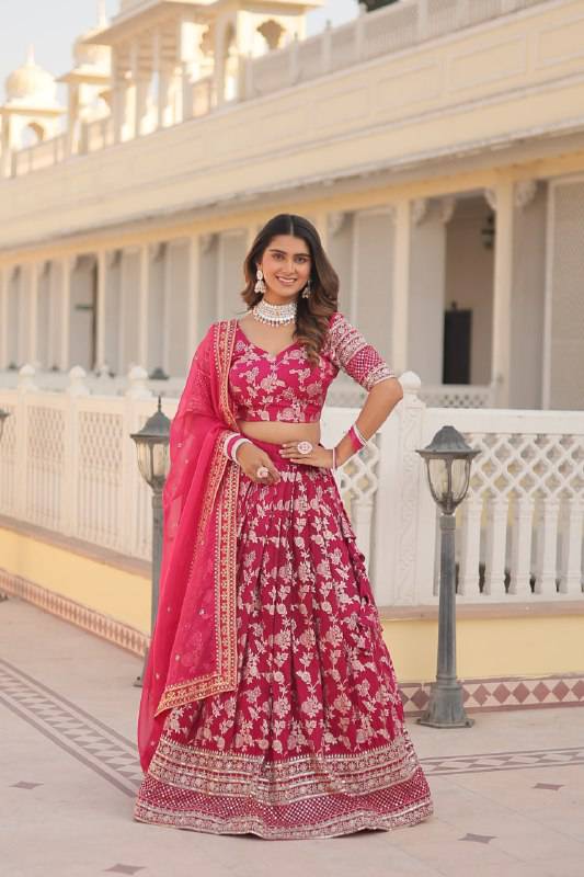 Fascinating Pure Viscous Jacquard Sequins Embroidered Lehenga Choli - INDIAN ELEGANCE