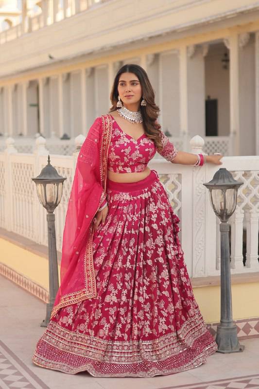 Fascinating Pure Viscous Jacquard Sequins Embroidered Lehenga Choli - INDIAN ELEGANCE