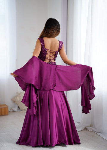 90s Bollywood style Party Wear Wine Purple Sequin Fully stitched Lehenga  Choli Set – INDIAN ELEGANCE