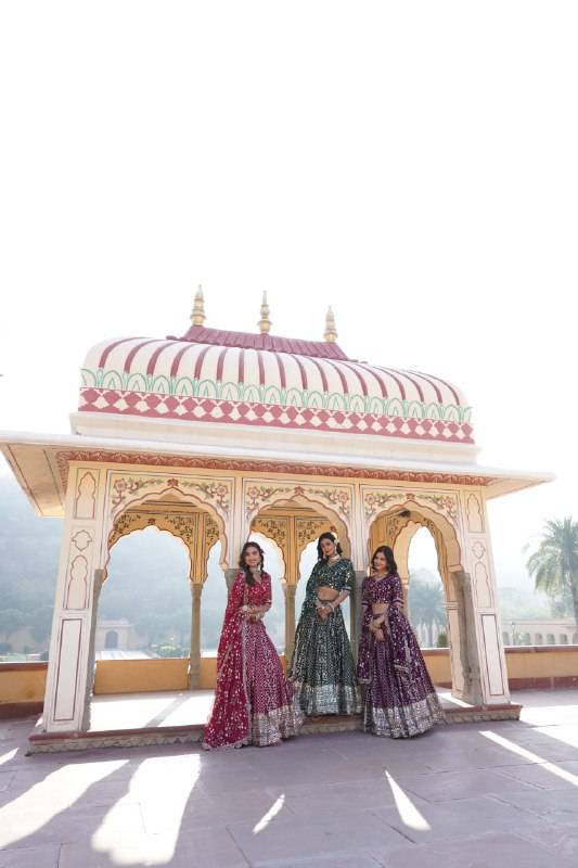 Compelling Viscous Jacquard Sequins Embroidered Lehenga Set - INDIAN ELEGANCE