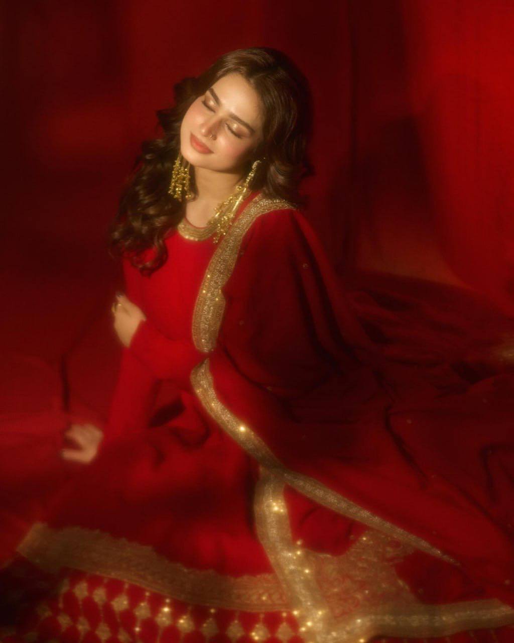 Red Vichitra Silk Anarkali Gown Set with Thread & Sequins Work | Wedding Wear for Women