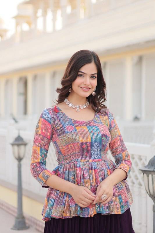 Hypnotic Faux Georgette Crush Pleating Lehenga Choli Set - INDIAN ELEGANCE