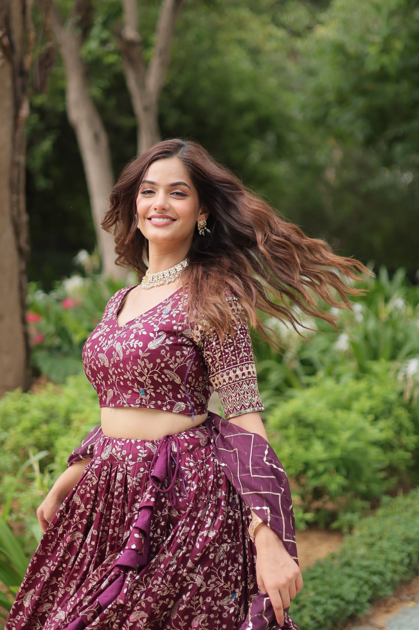 Lovely Viscous Jacquard Sequins Embroidered Lehenga Choli - INDIAN ELEGANCE