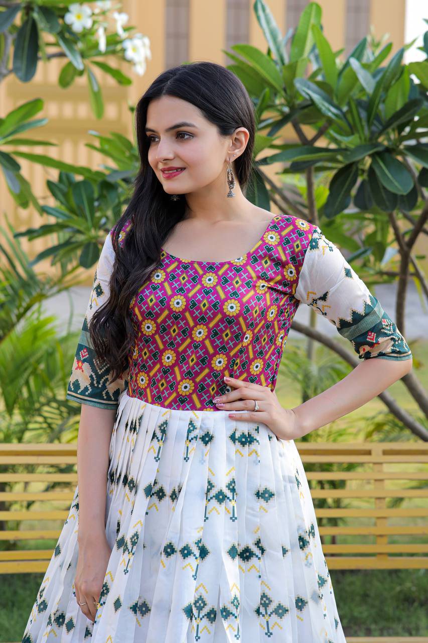 Enamoring Patola Silk Rich Printed Designer Gown - INDIAN ELEGANCE