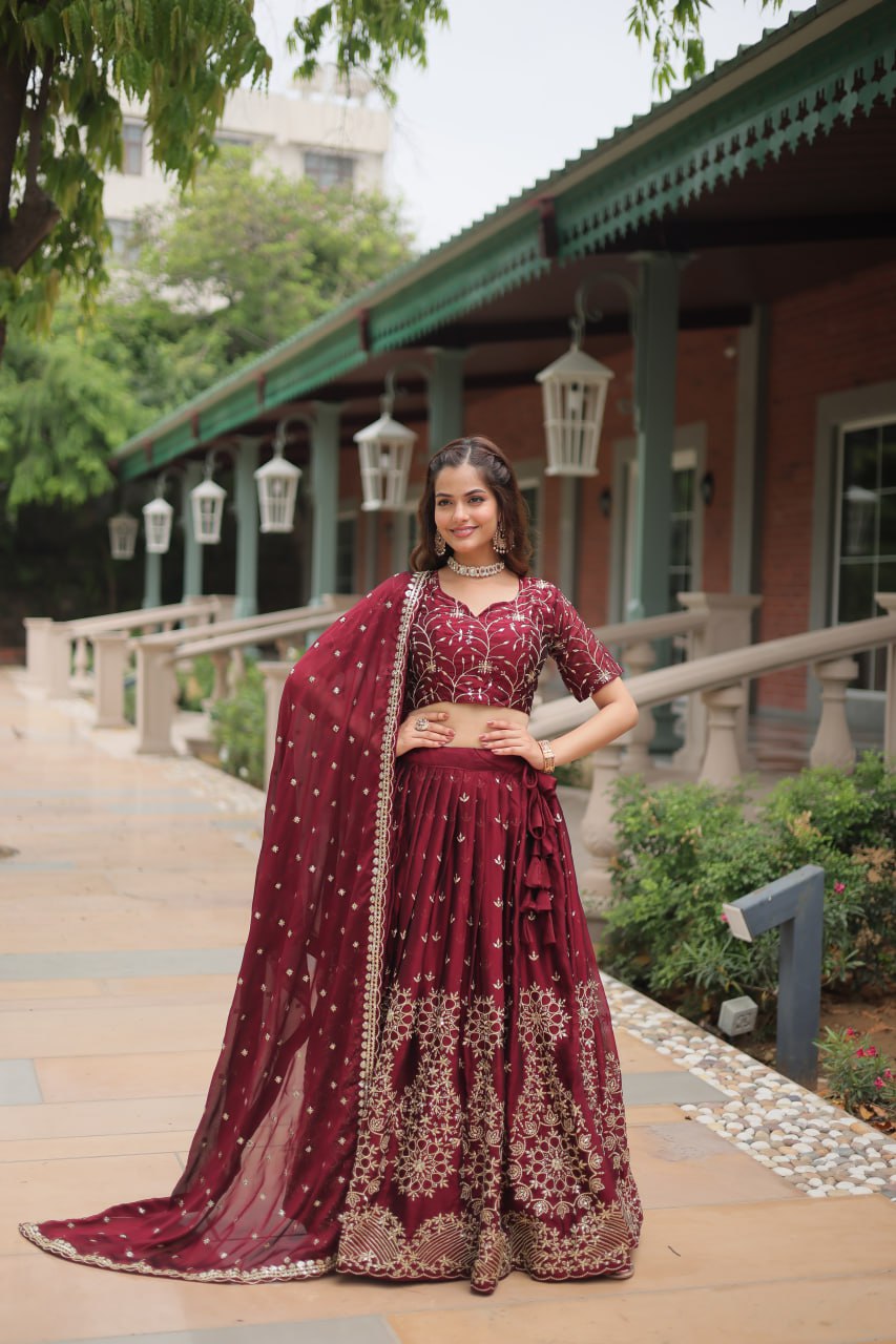 Alluring Rangoli Silk Heavy Sequins Embroidered Designer Lehenga Choli - INDIAN ELEGANCE