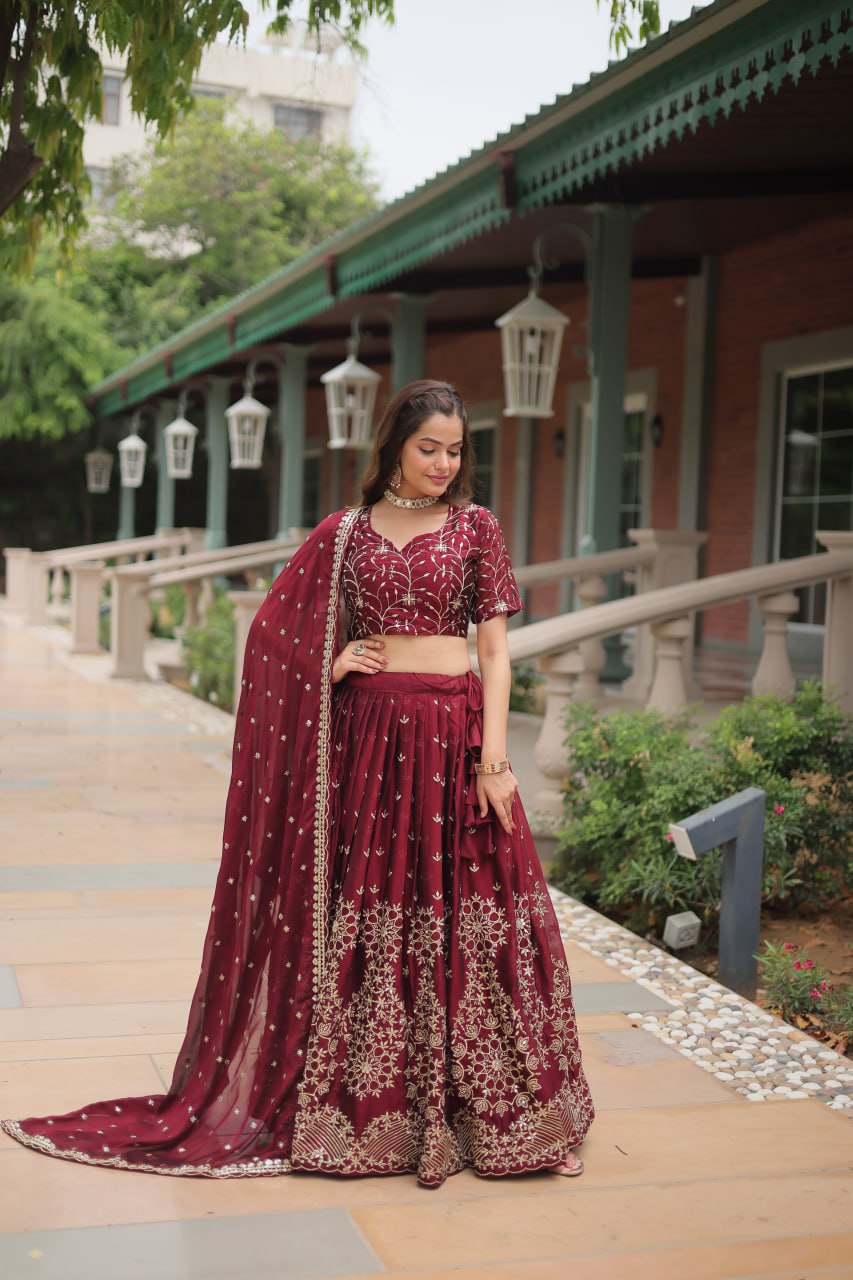 Alluring Rangoli Silk Heavy Sequins Embroidered Designer Lehenga Choli - INDIAN ELEGANCE
