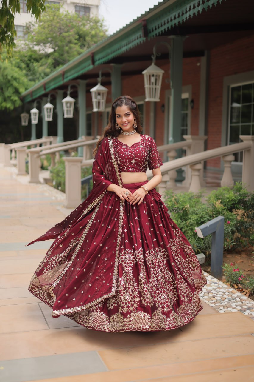 Alluring Rangoli Silk Heavy Sequins Embroidered Designer Lehenga Choli - INDIAN ELEGANCE