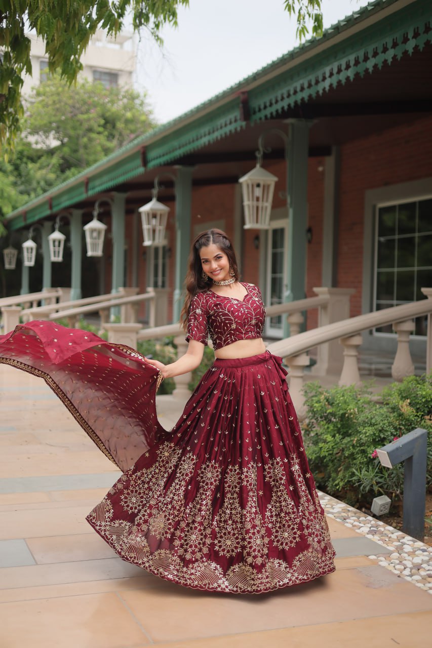 Alluring Rangoli Silk Heavy Sequins Embroidered Designer Lehenga Choli - INDIAN ELEGANCE