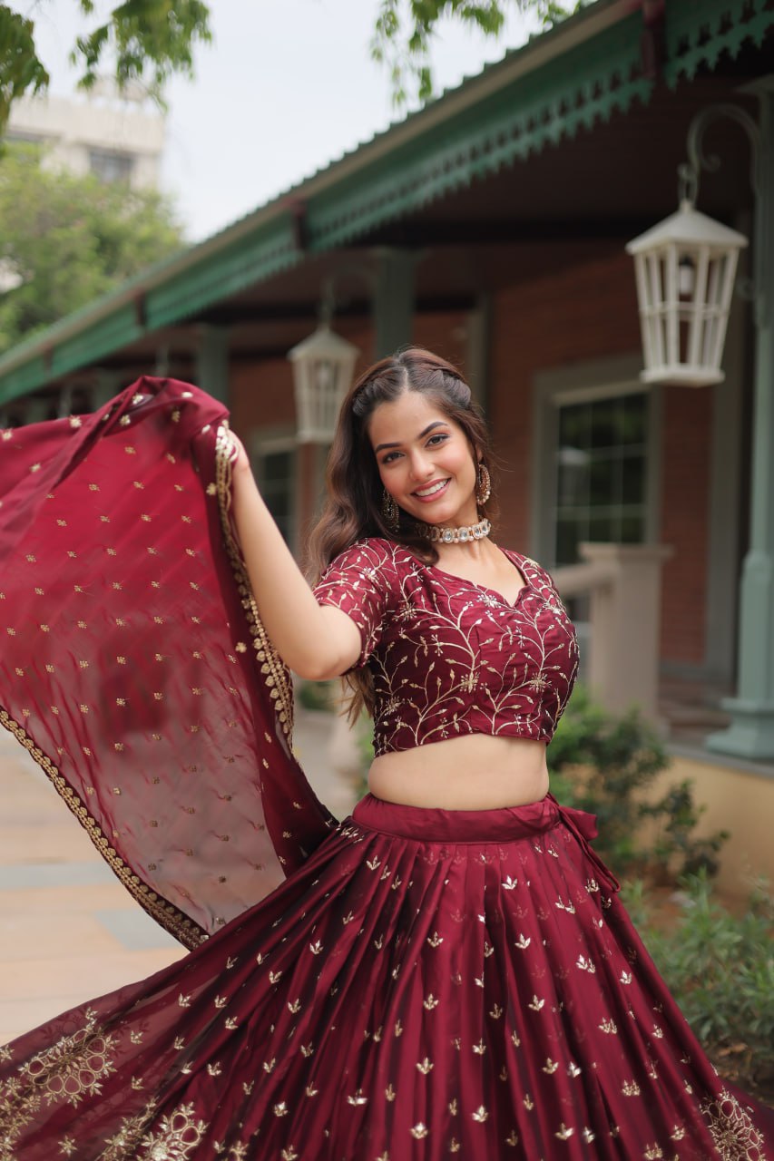Alluring Rangoli Silk Heavy Sequins Embroidered Designer Lehenga Choli - INDIAN ELEGANCE