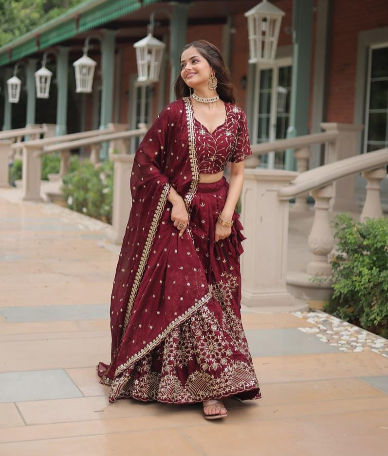 Alluring Rangoli Silk Heavy Sequins Embroidered Designer Lehenga Choli - INDIAN ELEGANCE