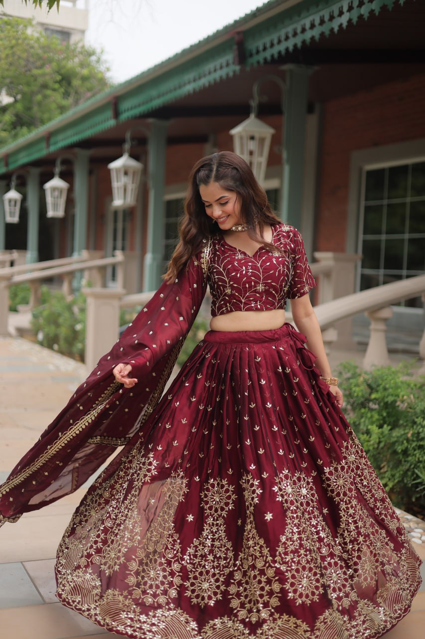 Alluring Rangoli Silk Heavy Sequins Embroidered Designer Lehenga Choli - INDIAN ELEGANCE